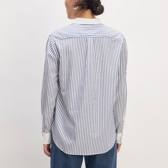 NWOT Everlane Must-Have Shirt in Silky Cotton, Blue White Stripe - Size 6 - Picture 3 of 16